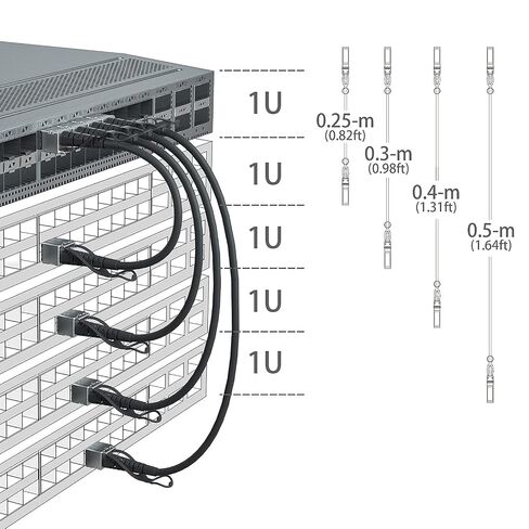 كابل 10Gtek 25G SFP+ DAC - كابل Twinax نحاسي متصل سلبي 25GBASE-CR لـ Cisco SFP-H25GB-CU1M، Ubiquiti UC-DAC-SFP28، Supermicro والمزيد، 1 متر (3.3 قدم)، حزمة من 4 in Kuwait