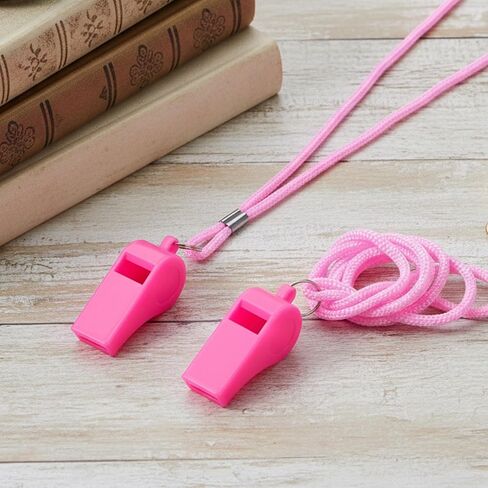 12Pcs Pink Whistles, Loud Sports Whistle with Lanyard, Pink Whistles for Coaches Whistle Emergency, Plastic Whistleing Adults for Outdoor Enthusiasts Dog Training Party Favors Basketball in Kuwait