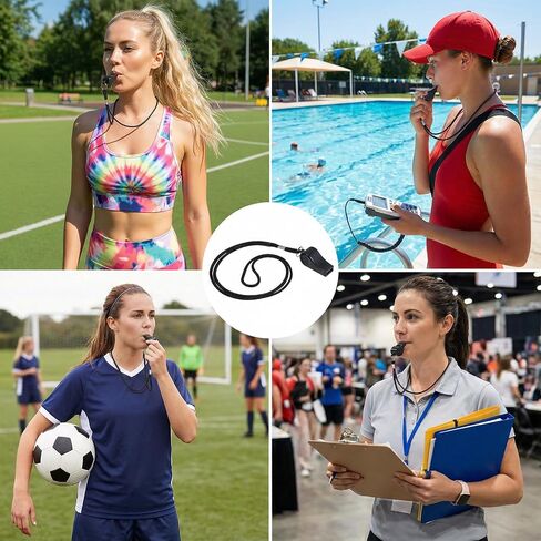 2PCS Black Coach Whistle with Lanyard, High-Pitched Plastic Whistles Emergency Loud Crisp Sound for Soccer Coach Outdoor Safety Referee Lifeguard Teachers Dog Training in Kuwait