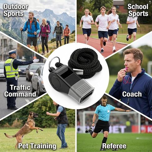 2PCS Black Coach Whistle with Lanyard, High-Pitched Plastic Whistles Emergency Loud Crisp Sound for Soccer Coach Outdoor Safety Referee Lifeguard Teachers Dog Training in Kuwait