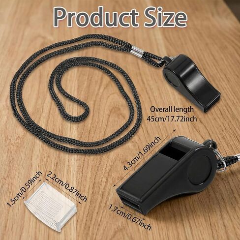2PCS Black Coach Whistle with Lanyard, High-Pitched Plastic Whistles Emergency Loud Crisp Sound for Soccer Coach Outdoor Safety Referee Lifeguard Teachers Dog Training in Kuwait