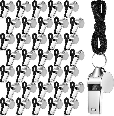 36 Pcs Stainless Steel Whistle for Coaches with Lanyard, Sports Whistles Bulk for Adults, Loud Metal Referee Whistle for Teachers, Coaches, Police, Referees in Kuwait