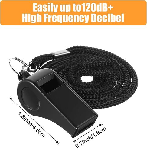 MAQUITA 48 Pcs Black Plastic Whistles Bulk with Lanyard Sports Loud Crisp Sound Whistles for Coach Referees Training Emergency in Kuwait