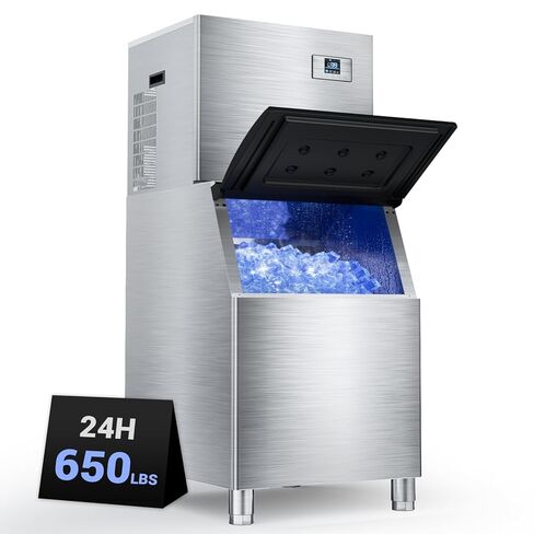 650Lbs/24h Commercial Ice Maker Machine,Storage 400Lbs,Ice Ready in 5-15 min,with Self-Cleaning Mode & Timing Function,201 Stainless Steel Industrial Ice Machine,for Restaurant,Cafe,Bar,etc in Kuwait