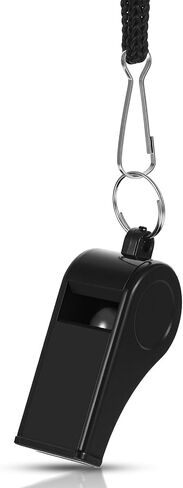 MAQUITA 48 Pcs Black Plastic Whistles Bulk with Lanyard Sports Loud Crisp Sound Whistles for Coach Referees Training Emergency in Kuwait