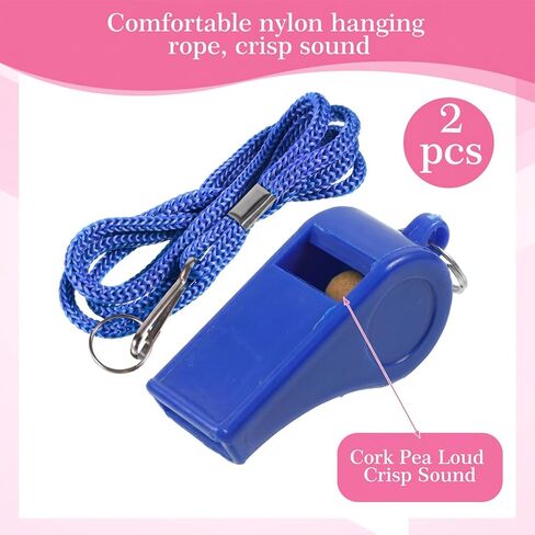 2Pcs Coach Whistle Blue Plastic Sports Whistle with Lanyard Loud Blue Referee Cheer Whistles Coaching Whistles for Outdoor Enthusiasts Basketball Dog Training Party Favors in Kuwait