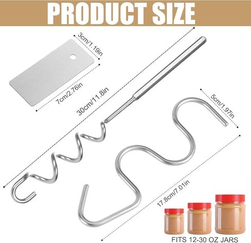 Peanut Butter Stirrer and Scraper, Stainless Steel Butter Mixer Nut Stirring Stirrer Tool for Mixing Various Peanut & Jam in Kuwait