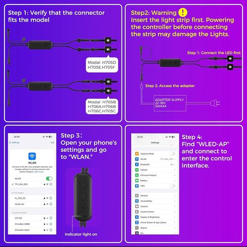 WLED Controller for Govee Outdoor Pro Lights (H706A/H706B/H706C) Firmware Not Pre-Installed: User Must Download and Flash WLED Firmware(Firmware via Brand Support Page)Dual Output,IP67 12-36V in Kuwait