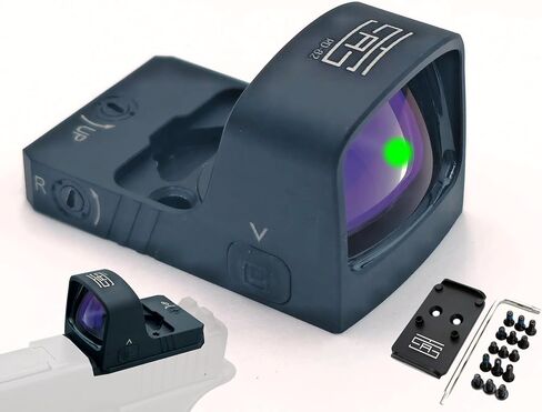TSA® Red Dot Optic Sight Green 3 MOA Dot - Shake Awake، RMR Footprint - علبة البطارية العلوية - متضمنة. لوحة محول لـ Glock® MOS 17 19 19X Gen3 - Gen5 وPicatinny Mount in Kuwait