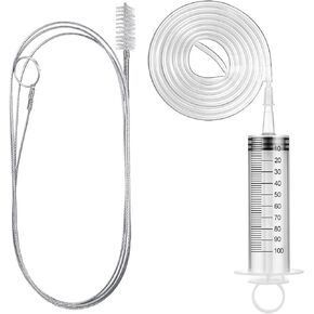 Gisafai 3 Pcs 36'' Refrigerator Cleaning Kit with 12 ml Syringe Compatible with Water Line for 1.5m Flexible Refrigerator Scrub Brush Flexible Feeding Tube Brush for Ice Maker Dispenser in Saudi Arabia