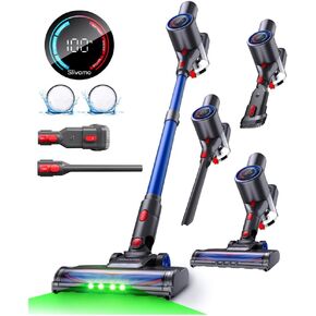 S10 Cordless Vacuum Cleaner, 40KPA/500W/45Mins, LED Display, 8-in-1 Lightweight Stick Vacuum Cleaners for Home with Green LED Light, 6-Stages Filtration, Self-Standing Design, Blue in Saudi Arabia