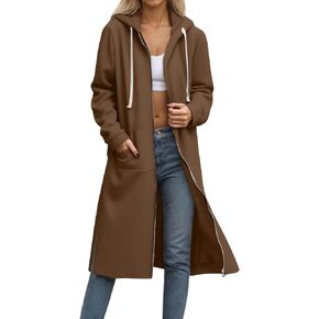 Long Jackets for Women Trendy Full Zipper Sweatshirt Cardigan Drawstring Hoodies Jackets Side Split Fall Fashion 2026 in Kuwait