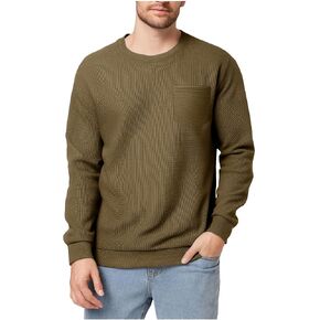 Mens Fall Fashion 2026 Waffle Knit Sweater Long Sleeve Crewneck Knitted Pullover Sweatshirt Tops Casual Loose Pullover in Kuwait