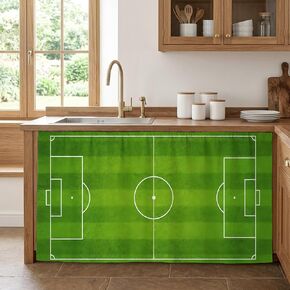 Kitchen Cabinet Curtains Soccer Field Sink Skirt for Bathroom Green Birdseye View Athletic Sporty Dishwasher Curtain Cover Under Desk Curtain Skirt Privacy Drape for Classroom Laundry Room 28"x51" in Kuwait