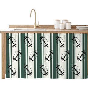 Classic Sports Athletic Football Cabinet Curtain Privacy Closet Curtain,Geometric Green Stripes Self-Adhesive Sink Skirt Under Desk Short Curtains Cabinet Drape for Home Kitchen Bathroom,32"W x 55"L in Saudi Arabia