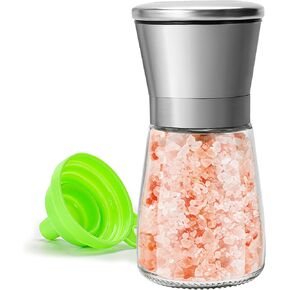 Manual Salt or Pepper Grinder for Professional Chef, Best Spice Mill with Stainless Steel Cap, Ceramic Blades and Adjustable Coarseness, Refillable Glass Body with 6OZ Capacity in Kuwait