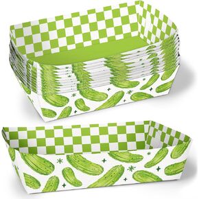 Pickle Paper Food Trays, Disposable Food Boats for Kind of a Big Dill Birthday Party, Funny Themed Double-Sided Meal Holders for Nachos, Hot Dogs, Pickle Flavored Snacks - 12 Ct in Kuwait
