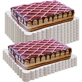 50 Pcs 13.4 x 9.8 Rectangle Cake Board Disposable Cardboard Cake Bases Grease Proof Scallop Edge Corrugated White Cakeboards Dessert and Pastry Food Tray for Pizza Desserts Pastries in Kuwait