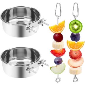 3 PCS Bird Food Holder for Cage ، Parrot Food Treat Skewer Hanging Fruit Vegetable ، Tost Stains Steel Bird Toy for Cockatiel Puregie Macaw Small Animals Feeder -silvery ، 3 pcs in Kuwait