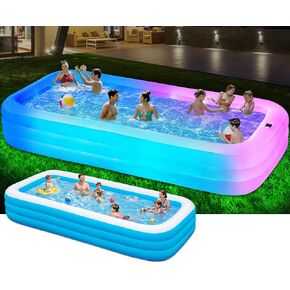 حمام سباحة كبير قابلة للنفخ ، 120 "× 85" × 26 "برك الضخمة الضخمة للبالغين ، حمام سباحة قابلة للنفخ مع مقعد ومضخة ، حمام سباحة عائلي للفناء الخلفي في الهواء الطلق في الهواء الطلق in Kuwait