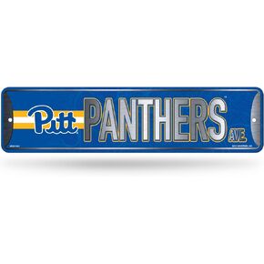 لافتة شارع معدنية من Rico Industries NCAA Pitt Panthers مقاس 4 × 15 بوصة لديكور المنزل - غرفة النوم - المكتب - كهف الرجل in Kuwait