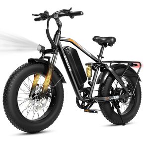 دراجة كهربائية ESKUTE M300F للبالغين 80 ميلًا، بطارية طويلة المدى 52 فولت 20.8 أمبير في الساعة، محرك سريع 20+ ميل في الساعة 1200 واط، دراجة جبلية كهربائية بإطار عريض 20 بوصة × 4 بوصة للرجال والنساء، تعليق كامل، للتنقل، على الطرق الوعرة in Kuwait