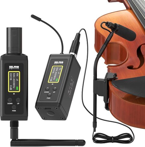 نظام ميكروفون الكمان اللاسلكي UHF للموسيقيين، البانجو، المندولين | نطاق 260 قدم، تحكم مزدوج في مستوى الصوت، ميكروفون بمشبك للالتقاط، جهاز إرسال واستقبال XLR لأنظمة PA النشطة، F40V in Kuwait
