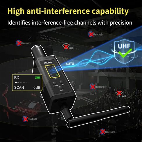 نظام ميكروفون الكمان اللاسلكي UHF للموسيقيين، البانجو، المندولين | نطاق 260 قدم، تحكم مزدوج في مستوى الصوت، ميكروفون بمشبك للالتقاط، جهاز إرسال واستقبال XLR لأنظمة PA النشطة، F40V in Kuwait