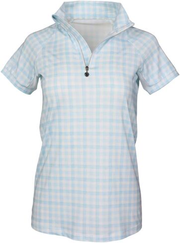 Dapplebay Gingham 1/4 Zip Riding Top - Short Sleeve in Kuwait