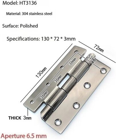 304 Stainless Steel Small Hinges Industrial Cabinet Thickened Folding 1Pcs(HT3136) in Kuwait