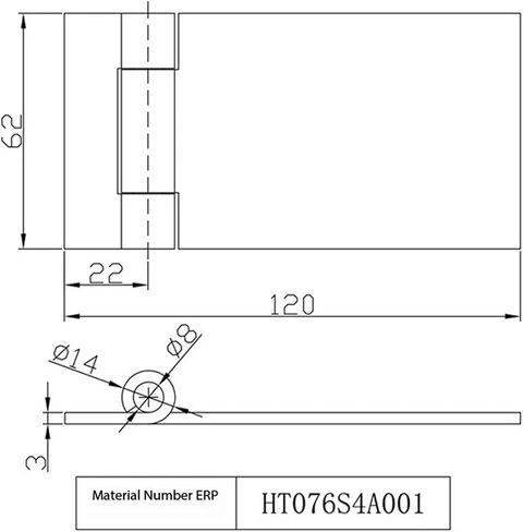 HT076 Extended Non Perforated Hinge Hinges Can Be Self Processed and Welded 120 * 62 * 3mm 1Pcs in Saudi Arabia