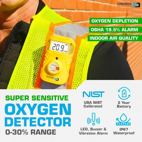 Oxygen Detector | OSHA Alarms | 2-Year Battery Life | 10ft Drop Test Pass | IP67 Waterproof | USA NIST Calibrated in Kuwait
