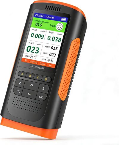 Indoor Air Quality Tester, 7-in-1 Accurate HCHO Formaldehyde TVOC Meter PM2.5 PM1.0 PM10 Detector, Portable Temperature Humidity Meter for Home Office Car, 2.8" HD Display, Sound & Color Alarm in Kuwait