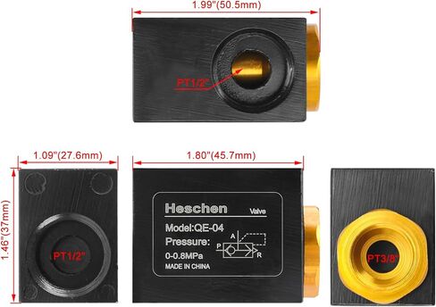 Heschen Pneumatic Quick Exhaust Valve QE-04 G1/2" Thread Pipe One Way Flow in Saudi Arabia