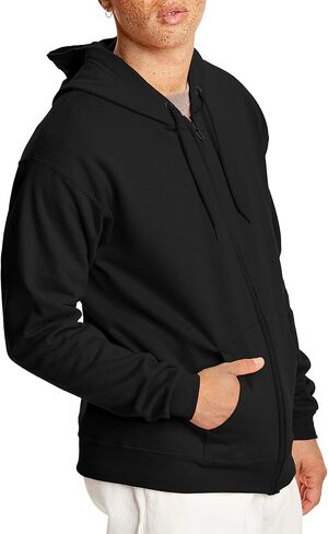 Hanes Mens Hoodie, Ecosmart Fleece Full-zip Zip-up Hooded Sweatshirt For Athletic-hoodies, Black, XX-Large US (Pack of 3) in Kuwait