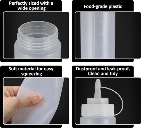 3 Pack 12oz Sauce Bottles Squeeze, Condiment Squeeze Bottles, Thickened Durable Plastic for Sauces, Oil, Syrup, And Arts, Translucent White in Saudi Arabia