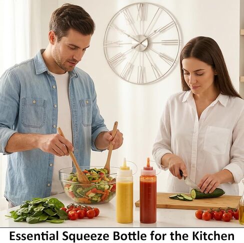 3 Pack 12oz Sauce Bottles Squeeze, Condiment Squeeze Bottles, Thickened Durable Plastic for Sauces, Oil, Syrup, And Arts, Translucent White in Saudi Arabia