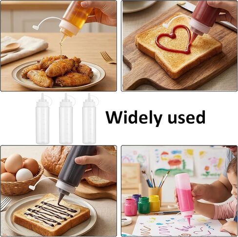 3 Pack 12oz Sauce Bottles Squeeze, Condiment Squeeze Bottles, Thickened Durable Plastic for Sauces, Oil, Syrup, And Arts, Translucent White in Saudi Arabia