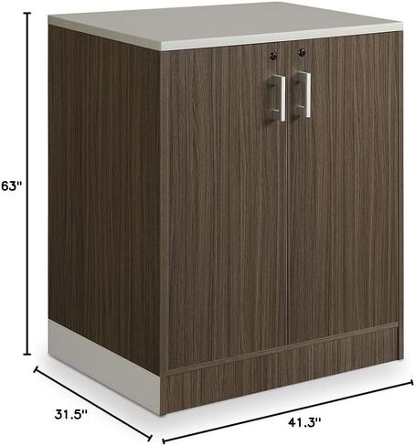 NBF Esquire Curved Modern Reception Desk with Storage - Retail Checkout Counter with Driftwood Laminate Desktop - Front Desk Reception Counter - Welcome Desk for Office Lobby Salon (Gray) in Saudi Arabia