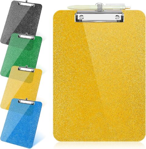 1 PCS CLAY CLIPBOBORBORDS ، حافظة بلاستيكية مع حامل القلم ، الحجم 8.85 × 12.4 في القصاصات اللامعة مع مقطع منخفض ، حافظة معلقة لطيفة لمستلزمات مدرسة كليب بروكية سباركي in Kuwait