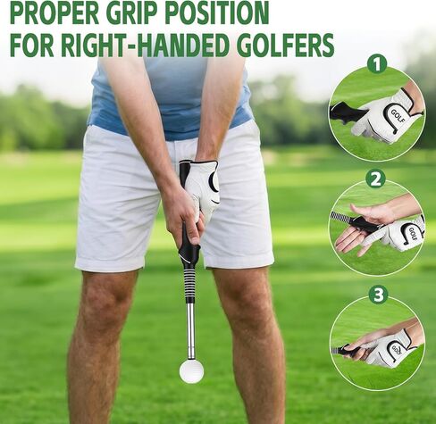 Retractable Golf Swing Trainer & Grip Trainer – Swing Click Feedback Training Aid for Rhythm & Grip Correction(Right Hand), Indoor & Outdoor Practice Trainer with Arm Band for Arm Alignment in Kuwait