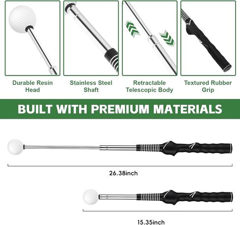 Retractable Golf Swing Trainer & Grip Trainer – Swing Click Feedback Training Aid for Rhythm & Grip Correction(Right Hand), Indoor & Outdoor Practice Trainer with Arm Band for Arm Alignment in Kuwait