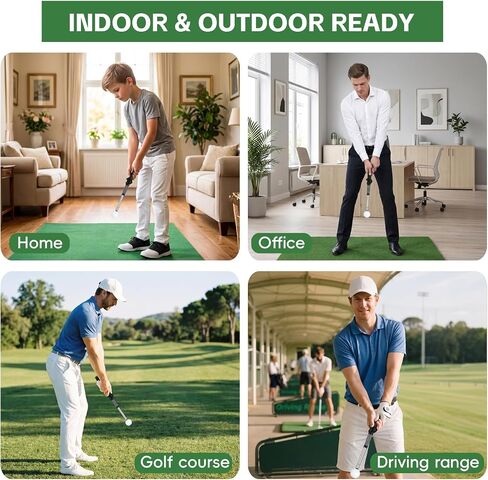 Retractable Golf Swing Trainer & Grip Trainer – Swing Click Feedback Training Aid for Rhythm & Grip Correction(Right Hand), Indoor & Outdoor Practice Trainer with Arm Band for Arm Alignment in Kuwait