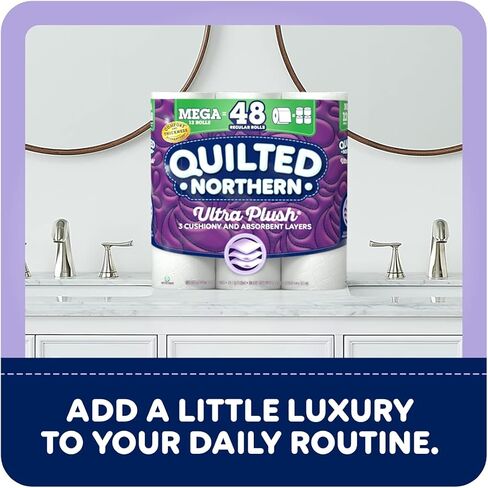 Quilted Northern Ultra Plush Toilet Paper, 24 Mega Rolls = 96 Regular Rolls, 3X Thicker*, 3 Ply Soft Toilet Tissue in Saudi Arabia
