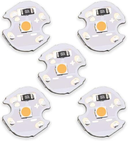LEDGUHON 5Pcs 1W 5V Warm 3000K SMD COB LED Chip High Power LED Bead with PCB Heat Sink Base (700mA 120deg 14MM Dia) for Spotlight Floodlight Replacement or DIY Lighting in Saudi Arabia