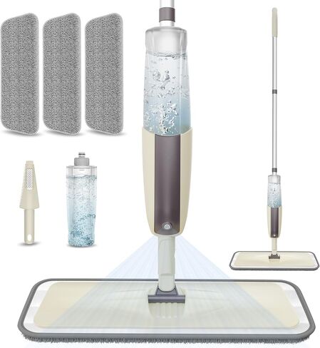 ممسحة رش لتنظيف الأرضيات: ممسحة MEXERRIS الرطبة مع 3 وسادات قابلة للغسل لممسحة Swiffer Powermop - ممسحة أرضية مع زجاجة قابلة لإعادة الملء - ممسحة جافة للغبار التجارية المنزلية للخشب الصلب وبلاط السيراميك والخشب in Kuwait