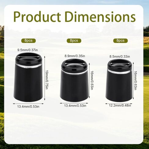 24pcs Black Golf Iron Ferrules, Tapered 0.335 & 0.355 & 0.370 Shafts Club Ferrules for Most Iron Shafts Golf Club Body Accessories for Custom Builds and Repairs in Saudi Arabia