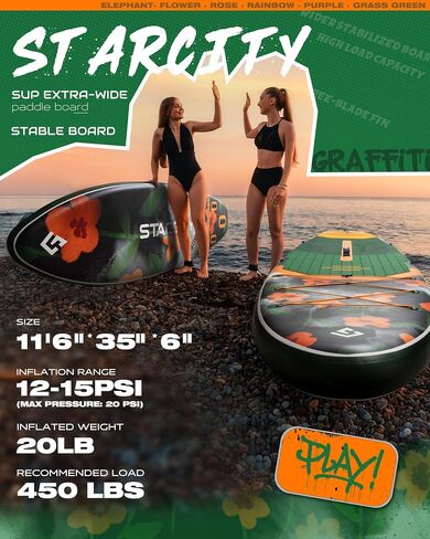 Starcity 11'6"x35"x6" Inflatable Stand Up Paddle Board, Extra Wide SUP Board for Stable Lake Paddling, 450 Pound Capacity Paddle Board for Beginners in Saudi Arabia