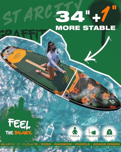 Starcity 11'6"x35"x6" Inflatable Stand Up Paddle Board, Extra Wide SUP Board for Stable Lake Paddling, 450 Pound Capacity Paddle Board for Beginners in Saudi Arabia