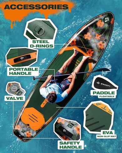Starcity 11'6"x35"x6" Inflatable Stand Up Paddle Board, Extra Wide SUP Board for Stable Lake Paddling, 450 Pound Capacity Paddle Board for Beginners in Saudi Arabia